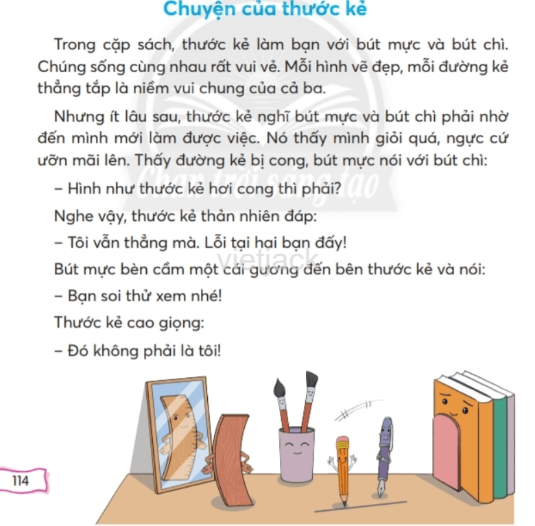 Tiếng Việt lớp 2 Bài 1: Chuyện của thước kẻ trang 114, 115, 116 - Chân trời