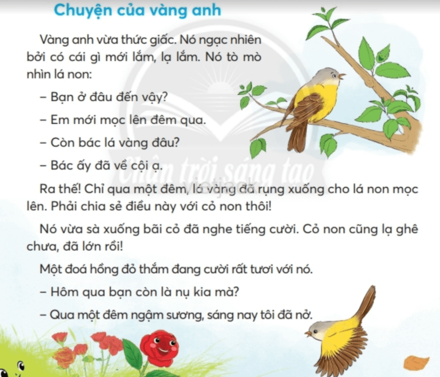 Tiếng Việt lớp 2 Bài 1: Chuyện của vàng anh trang 42, 43, 44 - Chân trời