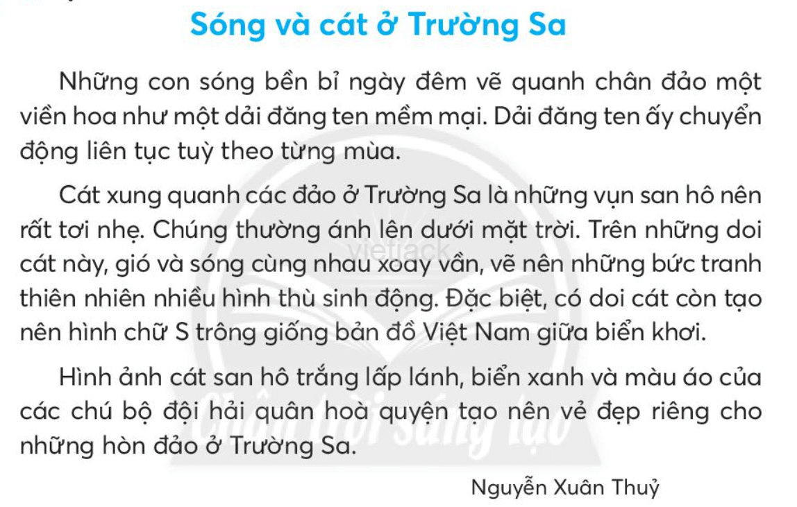 Tiếng Việt lớp 2 Bài 2: Sóng và cát ở Trường Sa trang 101, 102, 103, 104, 105 - Chân trời