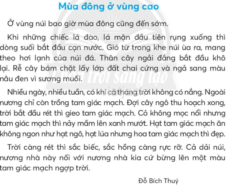 Tiếng Việt lớp 2 Bài 4: Mùa đông ở vùng cao trang 37, 38, 39, 40, 41 - Chân trời