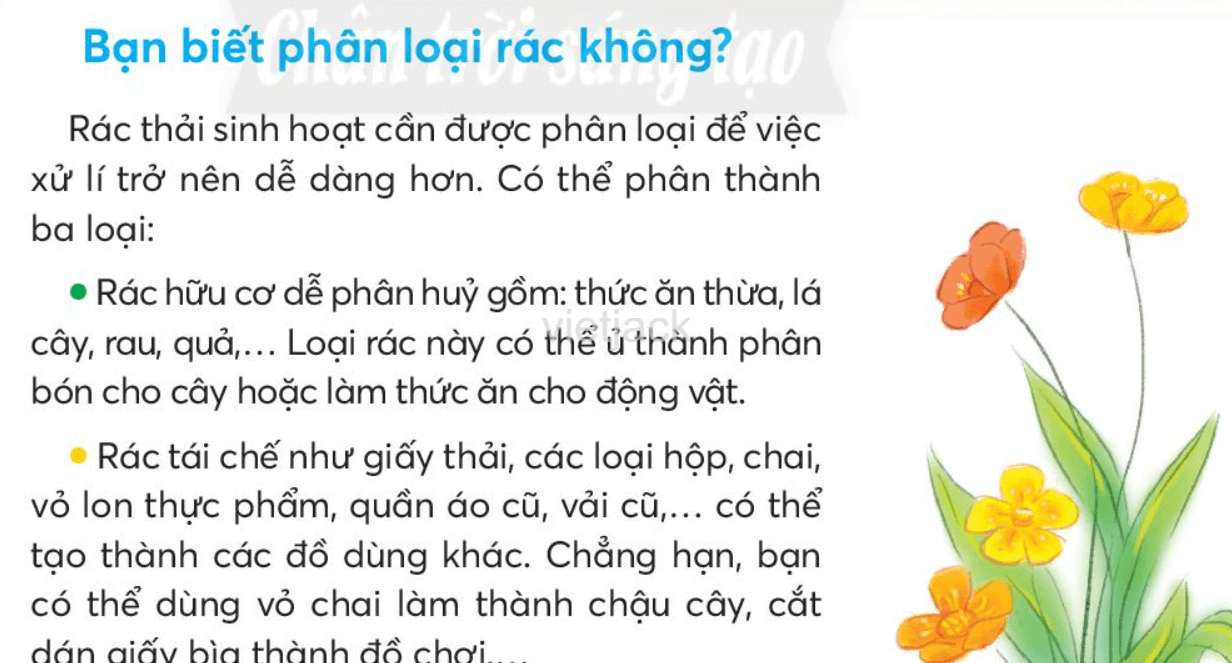 Tiếng Việt lớp 2 Bài 5: Bạn biết phân loại rác không trang 130, 131, 132 - Chân trời