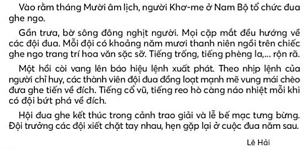 Đua ghe ngo trang 14, 15 Tiếng Việt lớp 3 Tập 2 | Chân trời sáng tạo