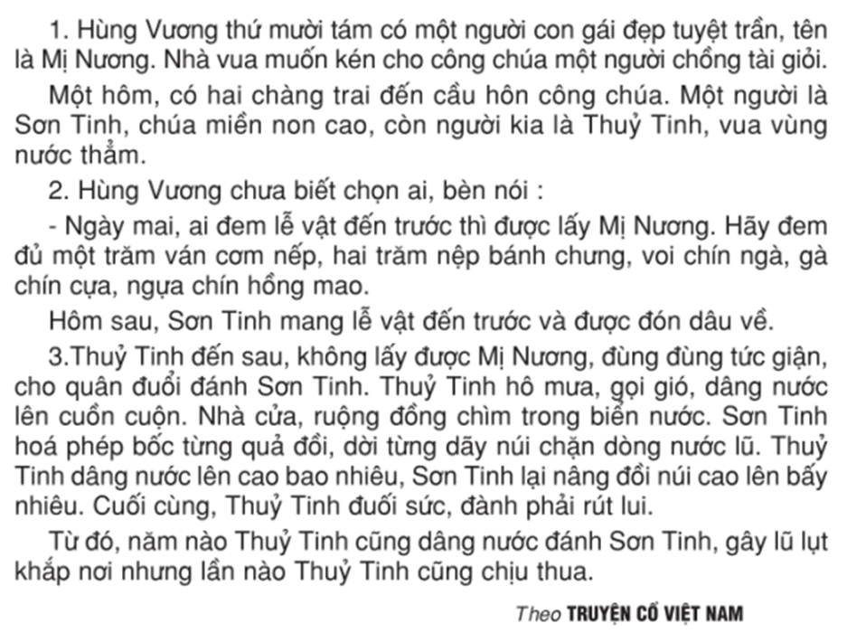 Nói và nghe: Kể chuyện Sơn Tinh, Thuỷ Tinh trang 90 Tiếng Việt lớp 3 Tập 2 | Kết nối tri thức