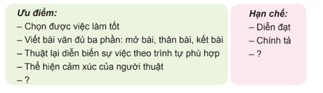 Trả bài văn thuật lại một sự việc trang 72, 73 lớp 4 | Chân trời sáng tạo Giải Tiếng Việt lớp 4