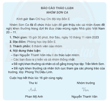 Viết báo cáo thảo luận nhóm trang 68, 69 lớp 4 | Chân trời sáng tạo Giải Tiếng Việt lớp 4