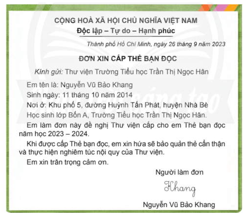 Viết đơn trang 39, 40 lớp 4 | Chân trời sáng tạo Giải Tiếng Việt lớp 4