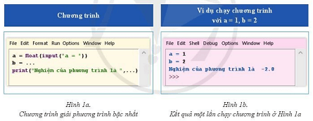 Chương trình ở Hình 1a được viết để giải phương trình bậc nhất ax + b = 0