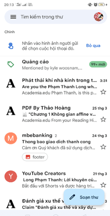 Đọc và gửi email Nhiệm vụ Đọc email và trả lời