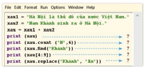 Hãy dự đoán kết quả đưa ra màn hình sau mỗi câu lênh xuất dữ liệu print