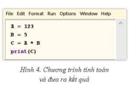 1) Ở cửa sổ Code, em hãy soạn thảo chương trình như trong Hình 4, chạy và cho biết kết quả