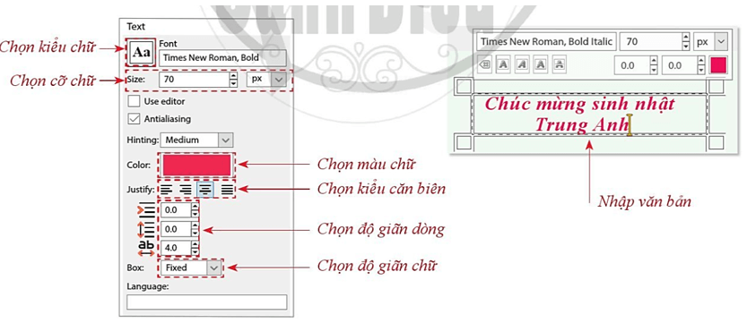 Lý thuyết Tin học 10 Cánh diều Bài 1: Tạo văn bản tô màu và ghép ảnh (ảnh 6)