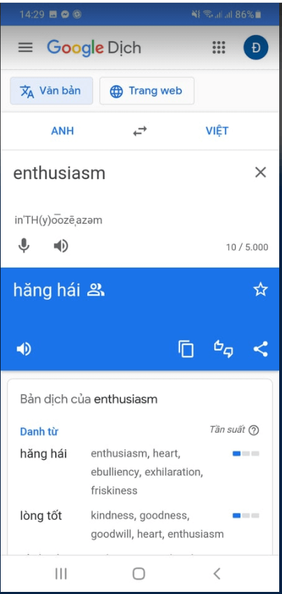 Em hãy sử dụng điện thoại thông minh để dịch một đoạn văn bản, một câu hội thoại tùy chọn sang ngôn ngữ khác