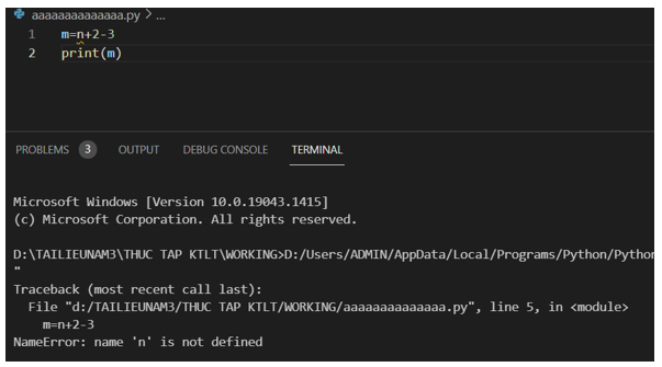 Em hãy viết một chương trình nhỏ để khi chạy sẽ sinh mã lỗi NameError
