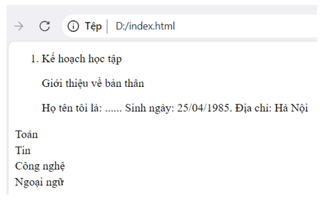 Tạo website cá nhân: Em hãy bổ sung thêm một số nội dung cho website cá nhân