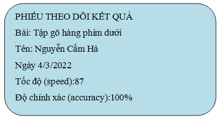 Tin học lớp 3 Bài 4: Cùng thi đua gõ phím trang 31