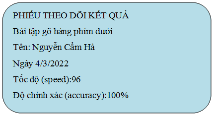 Tin học lớp 3 Bài 4: Cùng thi đua gõ phím trang 31