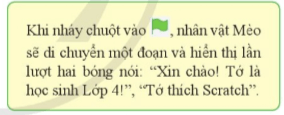 Tin học lớp 4 Cánh diều Bài 2: Tạo chương trình Scratch đầu tiên