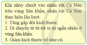 Tin học lớp 4 Cánh diều Bài 6. Tạo chương trình có nhân vật thay đổi kích thước, màu sắc