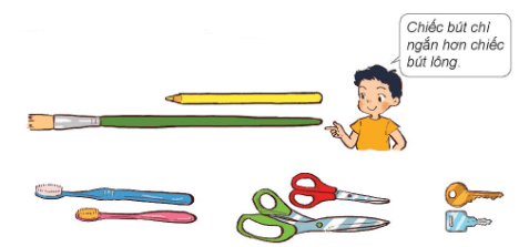 Toán lớp 1 Cùng học để phát triển Dài hơn, ngắn hơn (trang 70)