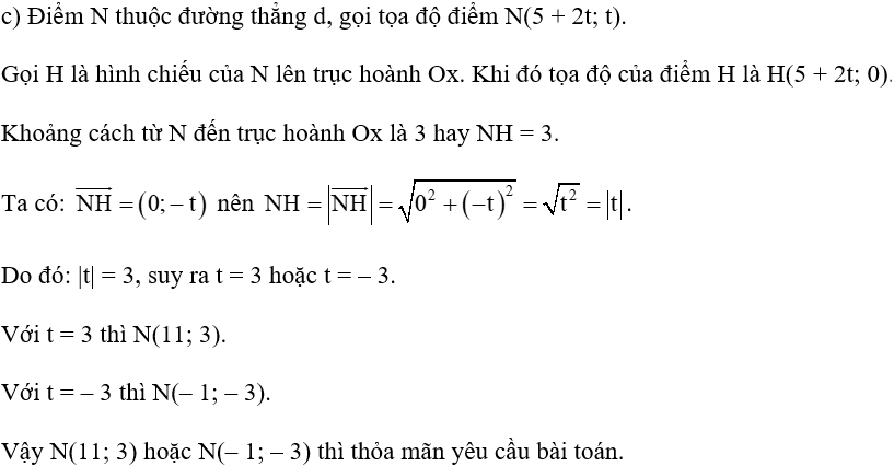 Cho đường thẳng d có phương trình tổng quát là: x – 2y – 5 = 0