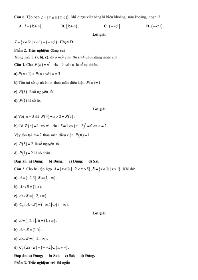 Đề kiểm tra Toán 10 Cánh diều Chương 1 (có lời giải)