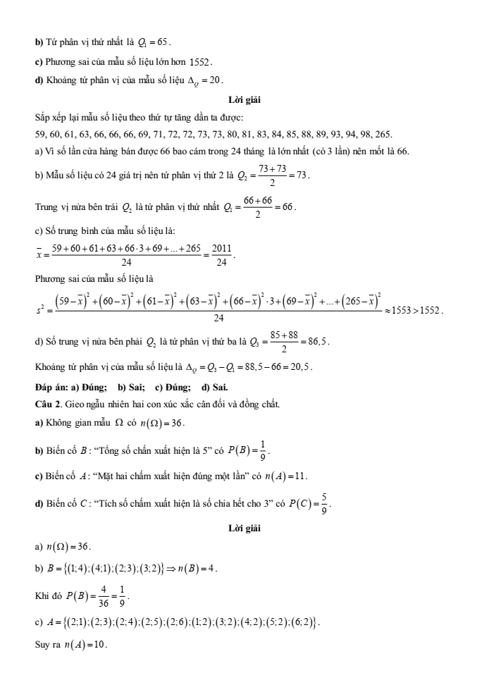 Đề kiểm tra Toán 10 Cánh diều Chương 6 (có lời giải)