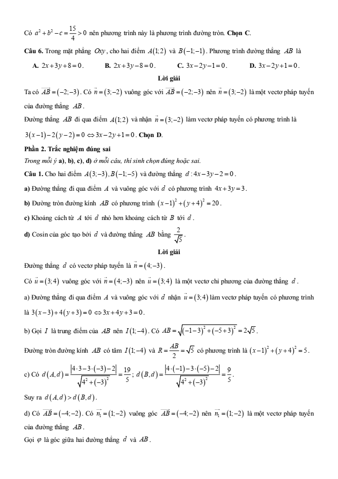 Đề kiểm tra Toán 10 Cánh diều Chương 7 (có lời giải)