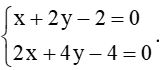 Xét vị trí tương đối của đường thẳng d: x + 2y – 2 = 0 với mỗi đường thẳng