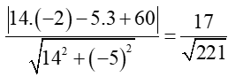 Tính tâm và bán kính của đường tròn tâm M(-2; 3) và tiếp xúc với đường thẳng d