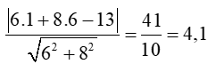 Tính khoảng cách giữa hai đường thẳng ∆: 6x + 8y – 13 = 0 và ∆’: 3x + 4y – 27 = 0