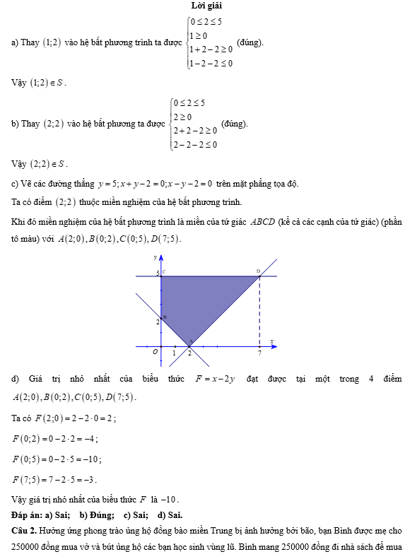Đề kiểm tra Toán 10 Chân trời sáng tạo Chương 2 (có lời giải)