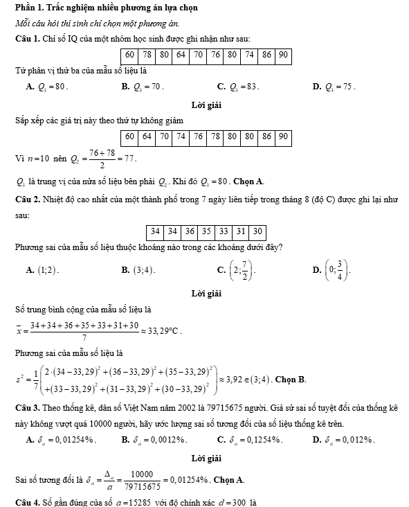 Đề kiểm tra Toán 10 Chân trời sáng tạo Chương 6 (có lời giải)