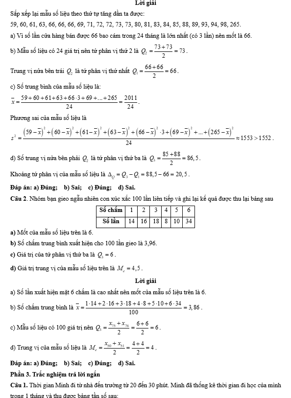 Đề kiểm tra Toán 10 Chân trời sáng tạo Chương 6 (có lời giải)