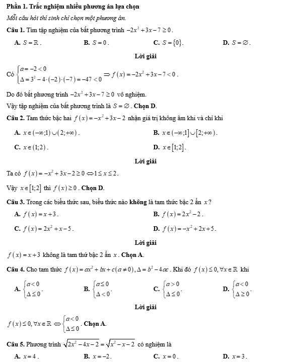 Đề kiểm tra Toán 10 Chân trời sáng tạo Chương 7 (có lời giải)