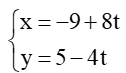Viết phương trình tham số của đường thẳng d đi qua điểm B(-9; 5) và nhận vectơ