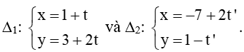 Tìm số đo của góc giữa hai đường thẳng ∆1 và ∆2 trong các trường hợp sau