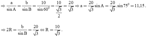 Cho tam giác ABC có góc B = 60 độ, góc C = 45 độ, AC = 10