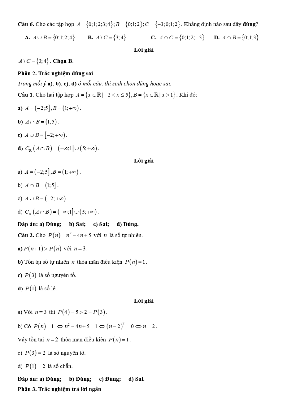 Đề kiểm tra Toán 10 Kết nối tri thức Chương 1 (có lời giải)