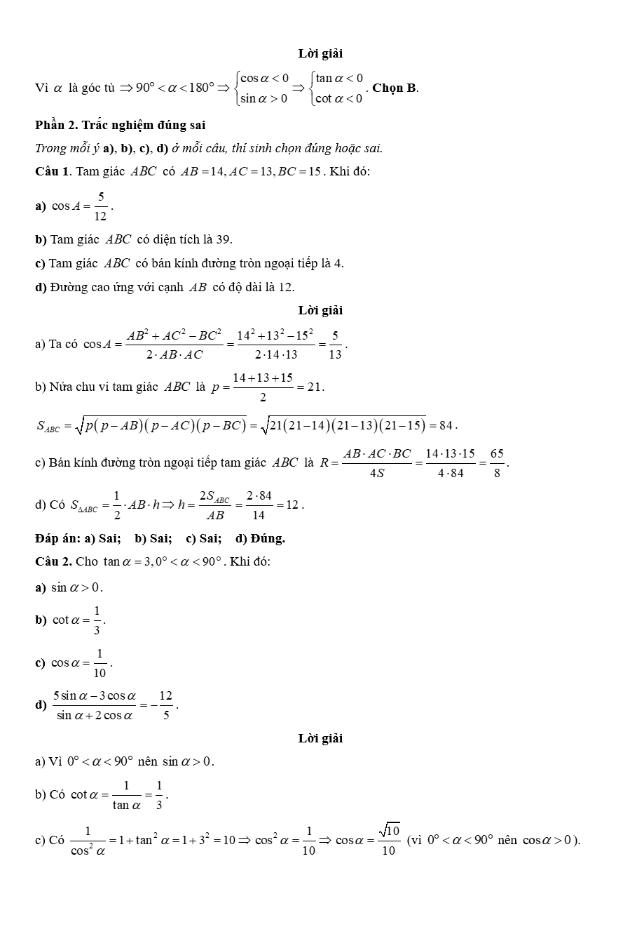 Đề kiểm tra Toán 10 Kết nối tri thức Chương 3 (có lời giải)
