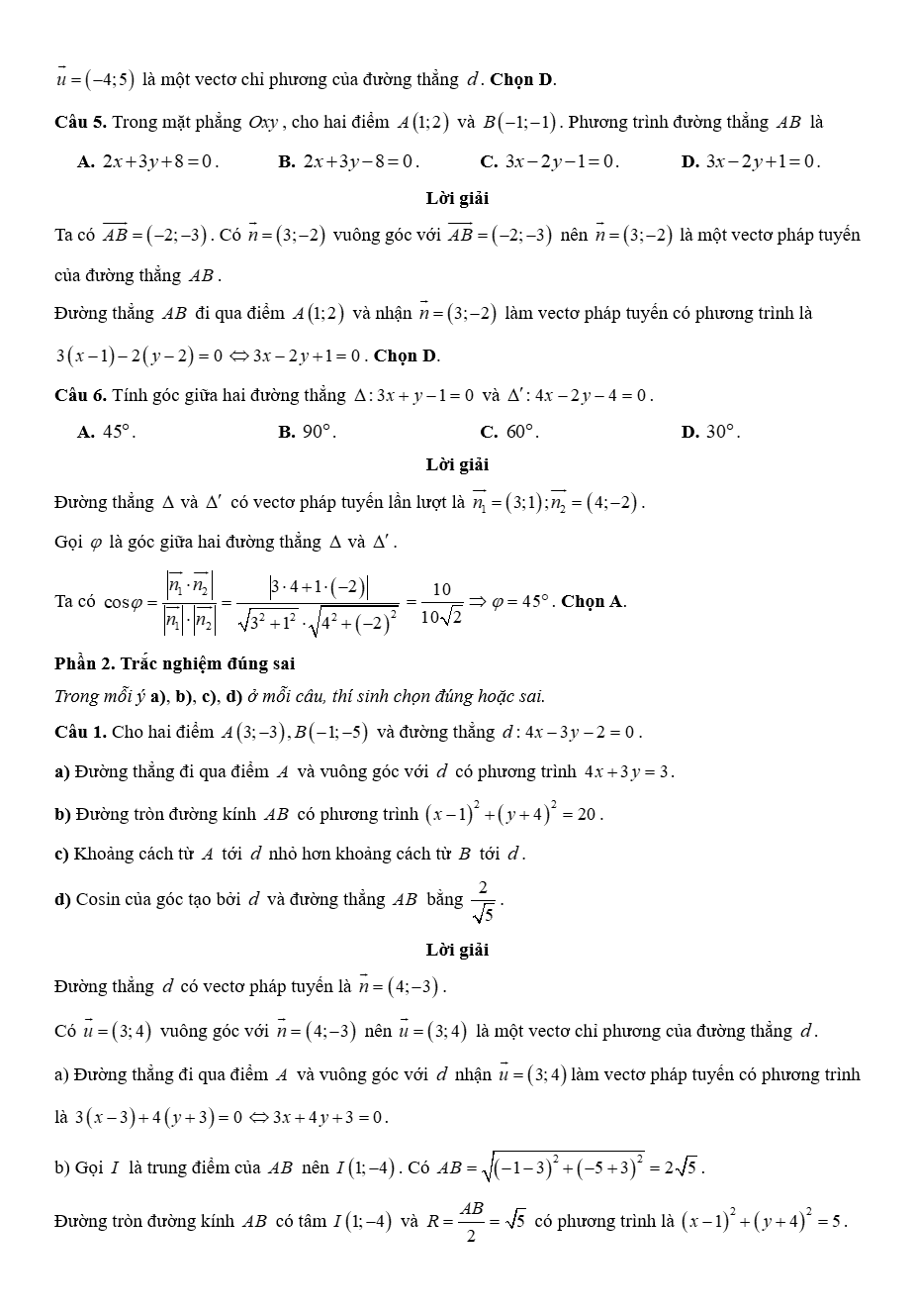 Đề kiểm tra Toán 10 Kết nối tri thức Chương 7 (có lời giải)