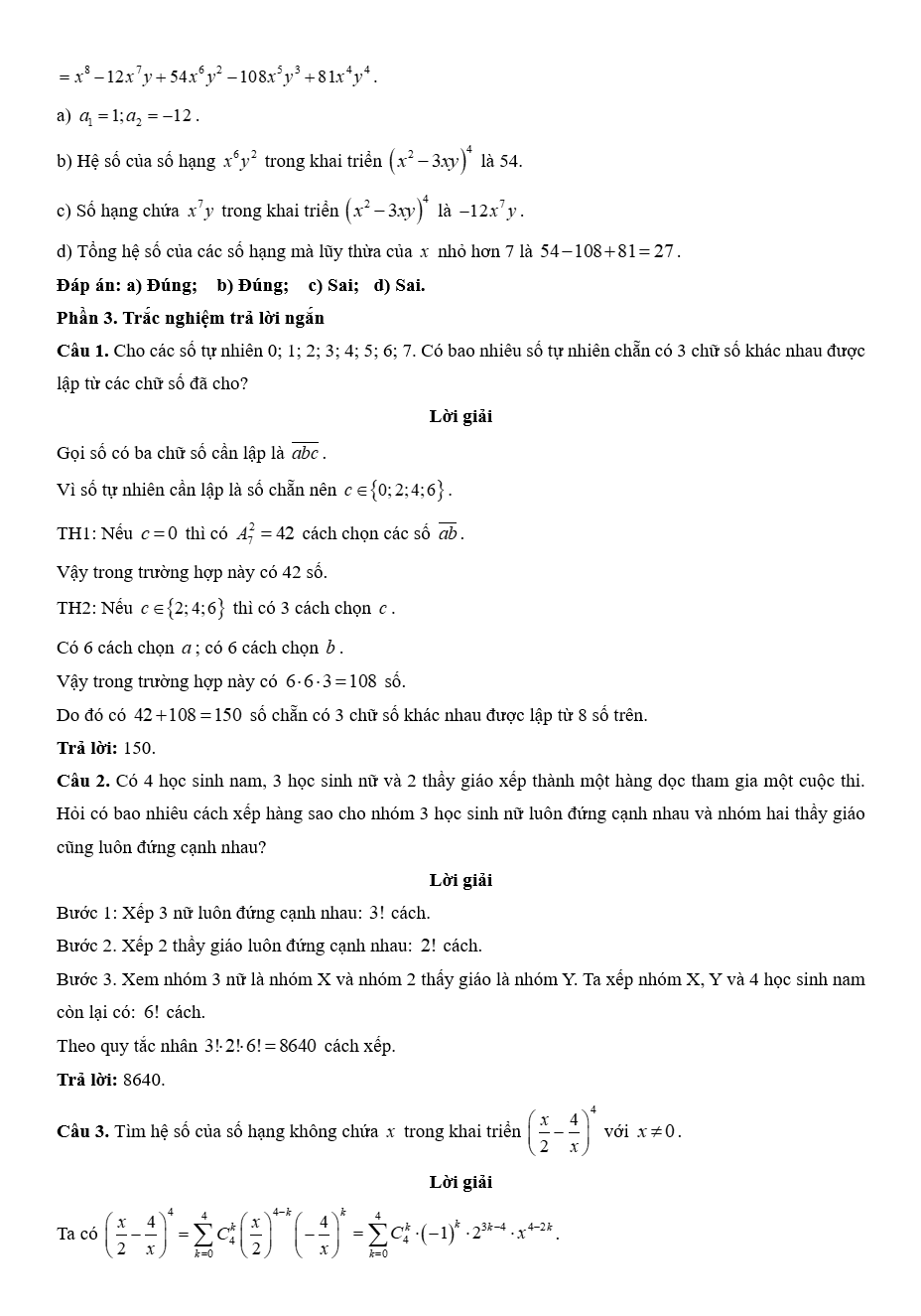 Đề kiểm tra Toán 10 Kết nối tri thức Chương 8 (có lời giải)