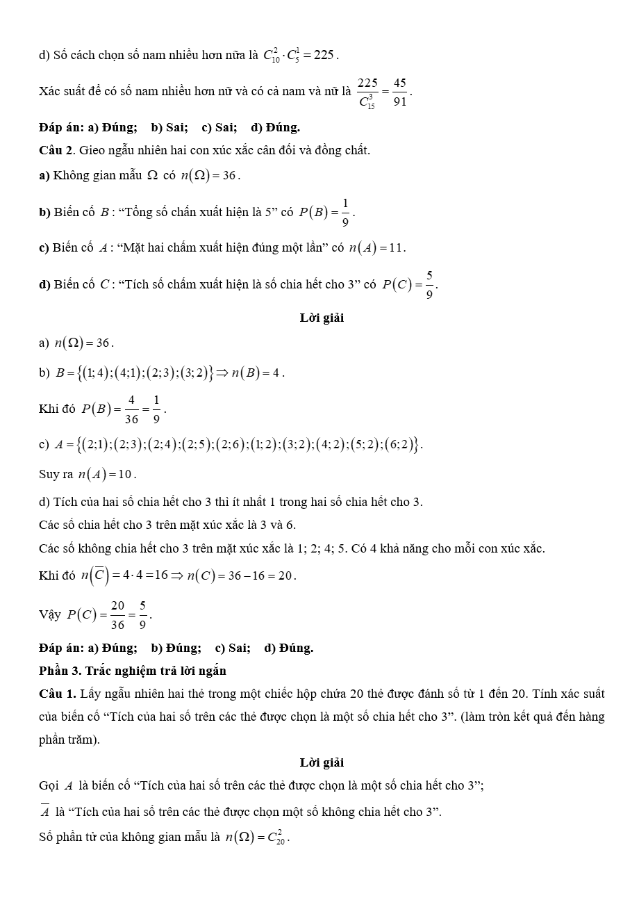 Đề kiểm tra Toán 10 Kết nối tri thức Chương 9 (có lời giải)