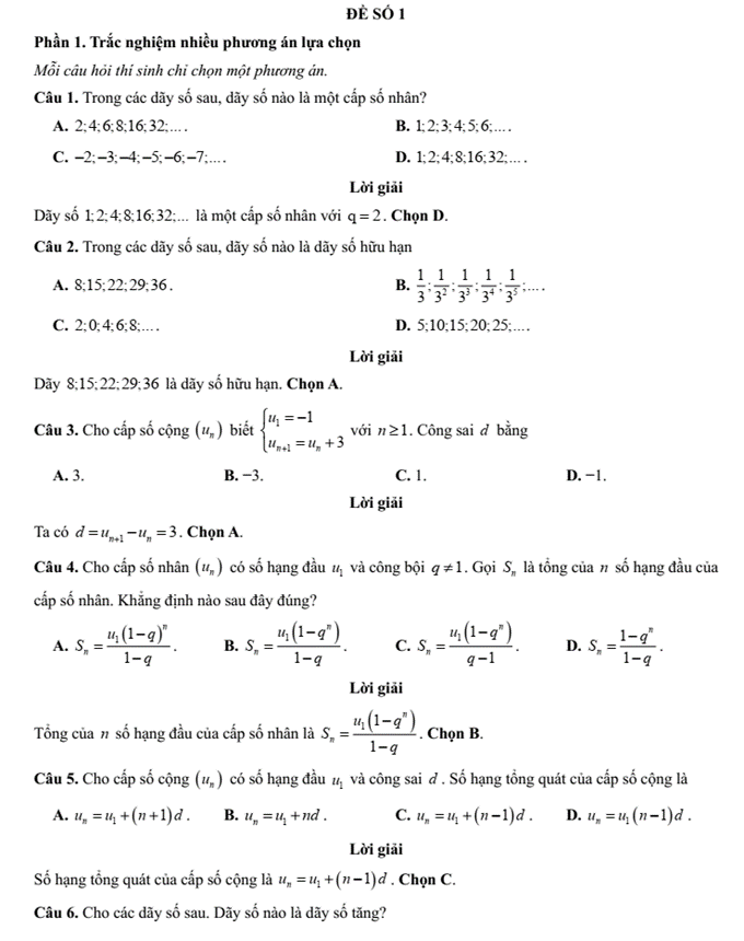 Đề kiểm tra Toán 11 Cánh diều Chương 2 (có lời giải)
