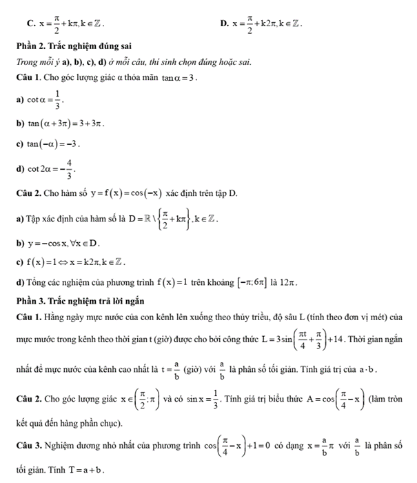 Đề kiểm tra Toán 11 Cánh diều Chương 3 (có lời giải)