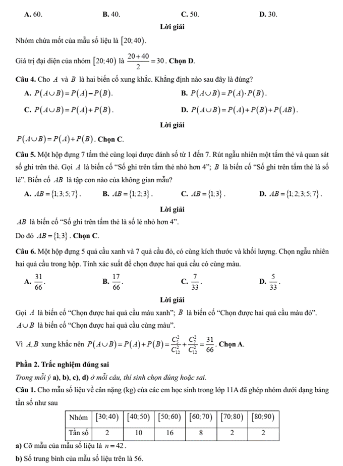 Đề kiểm tra Toán 11 Cánh diều Chương 5 (có lời giải)