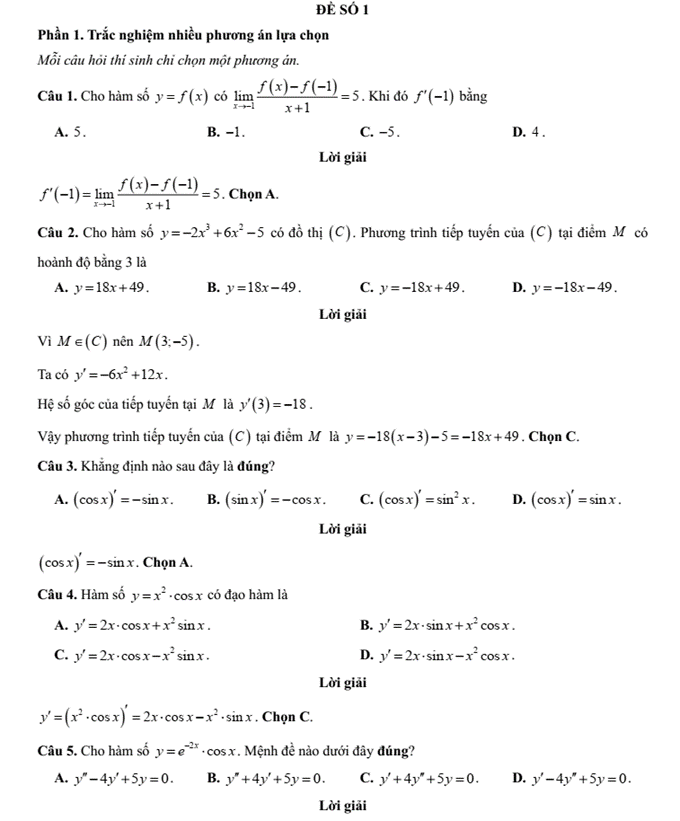 Đề kiểm tra Toán 11 Cánh diều Chương 7 (có lời giải)