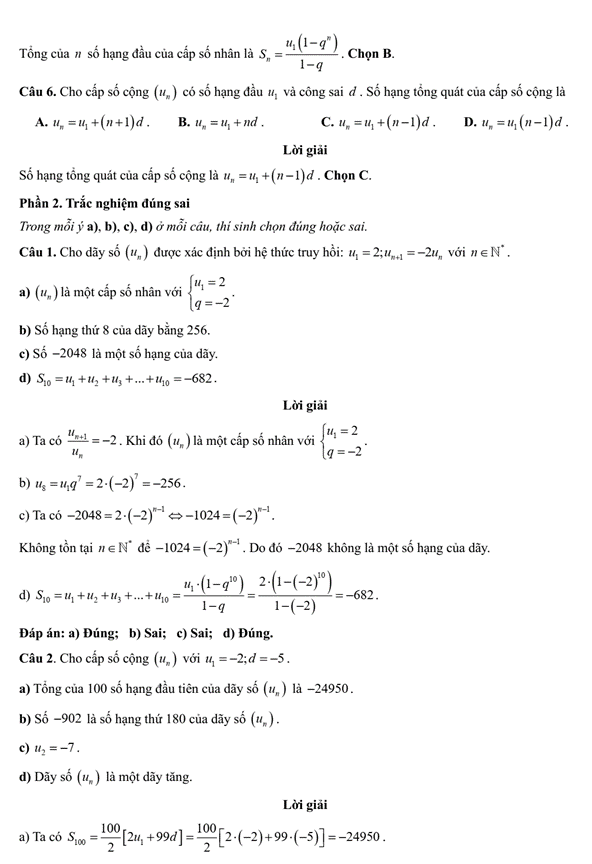 Đề kiểm tra Toán 11 Chân trời sáng tạo Chương 2 (có lời giải)