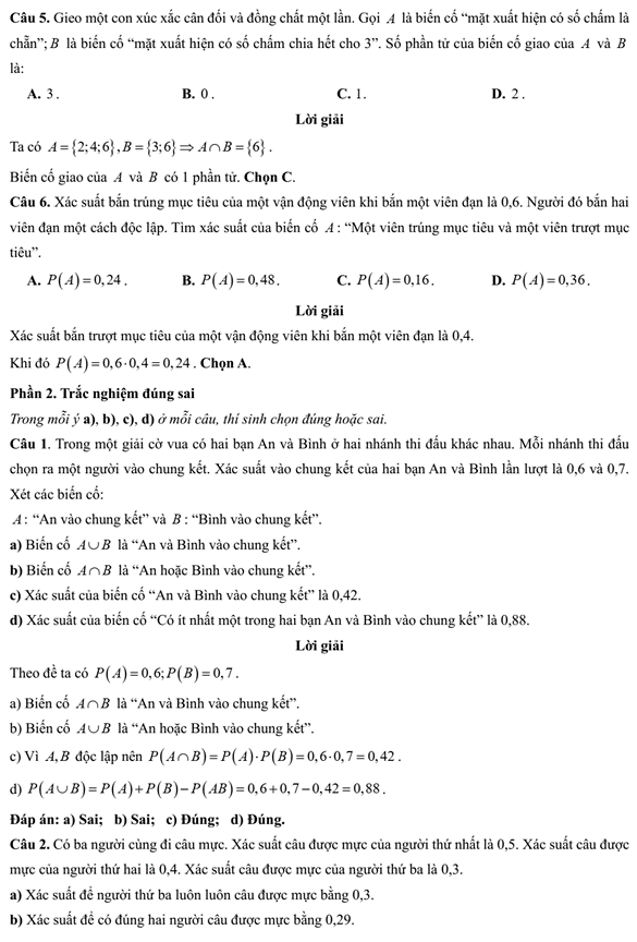Đề kiểm tra Toán 11 Chân trời sáng tạo Chương 9 (có lời giải)