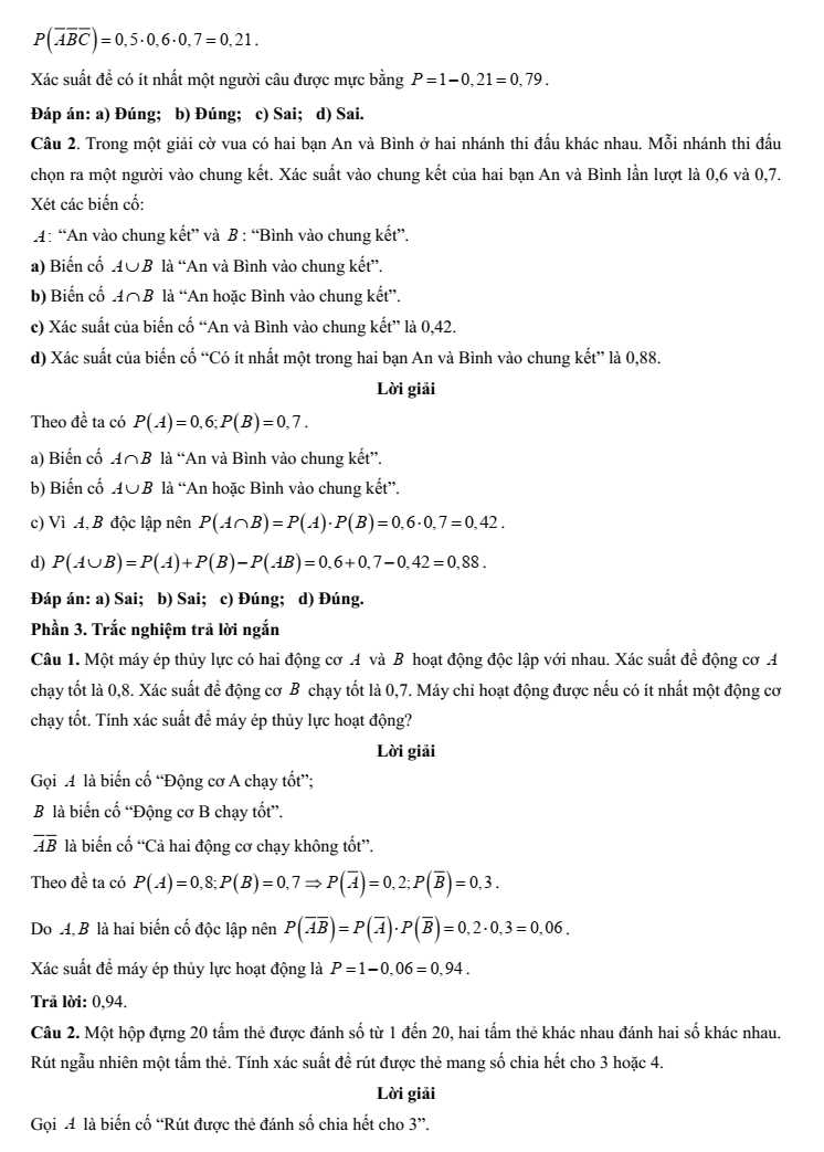 Đề kiểm tra Toán 11 Kết nối tri thức Chương 8 (có lời giải)