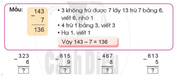 Toán lớp 2 Phép trừ (có nhớ) trong phạm vi 1000 trang 71, 72 | Cánh diều